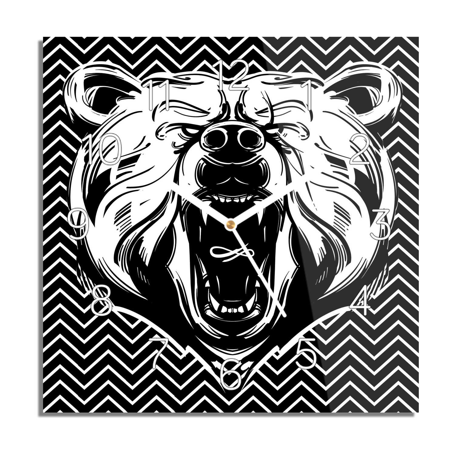 

Niedźwiedź grafika zegar na szkle na ścianę 30x30