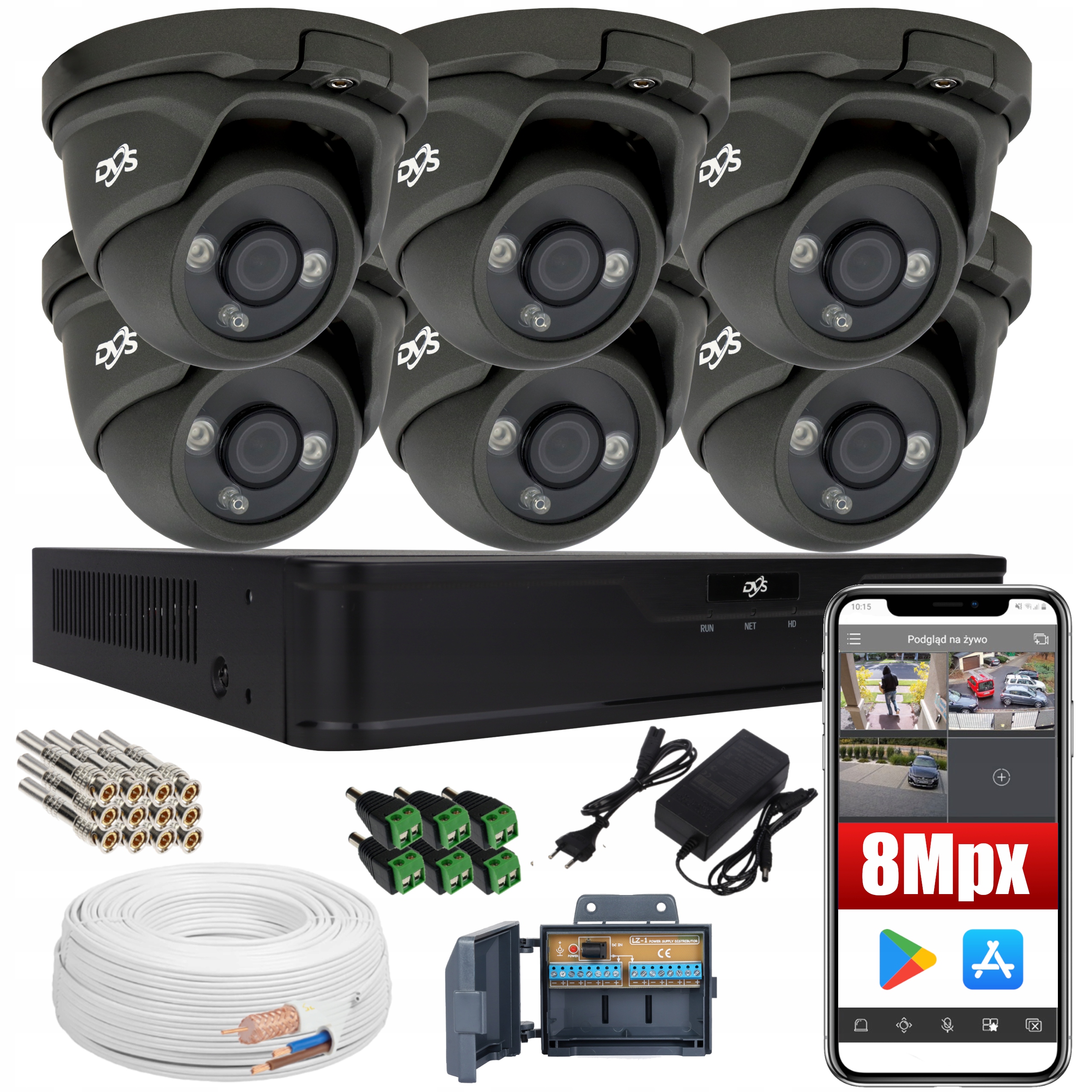 MONITORING ZEWNĘTRZNY KAMERY KOPUŁOWE 8MPX UHD