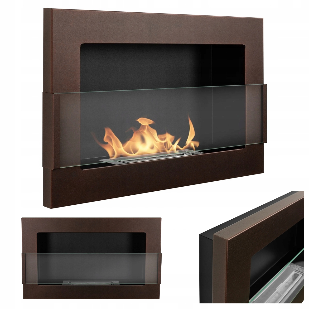 Závěsný Biokrb Se Sklem 650X400 Hnědý Na Biopalivo Bez Komínu