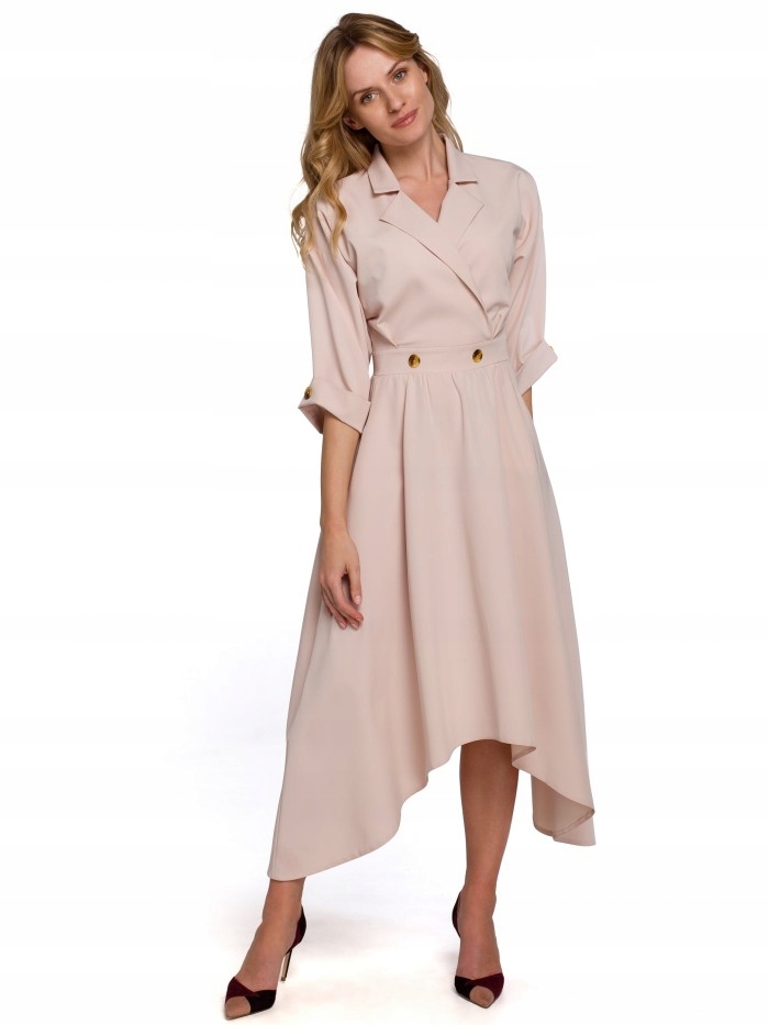 

Eu S K086 Sukienka z asymetrycznym dołem - beżowa