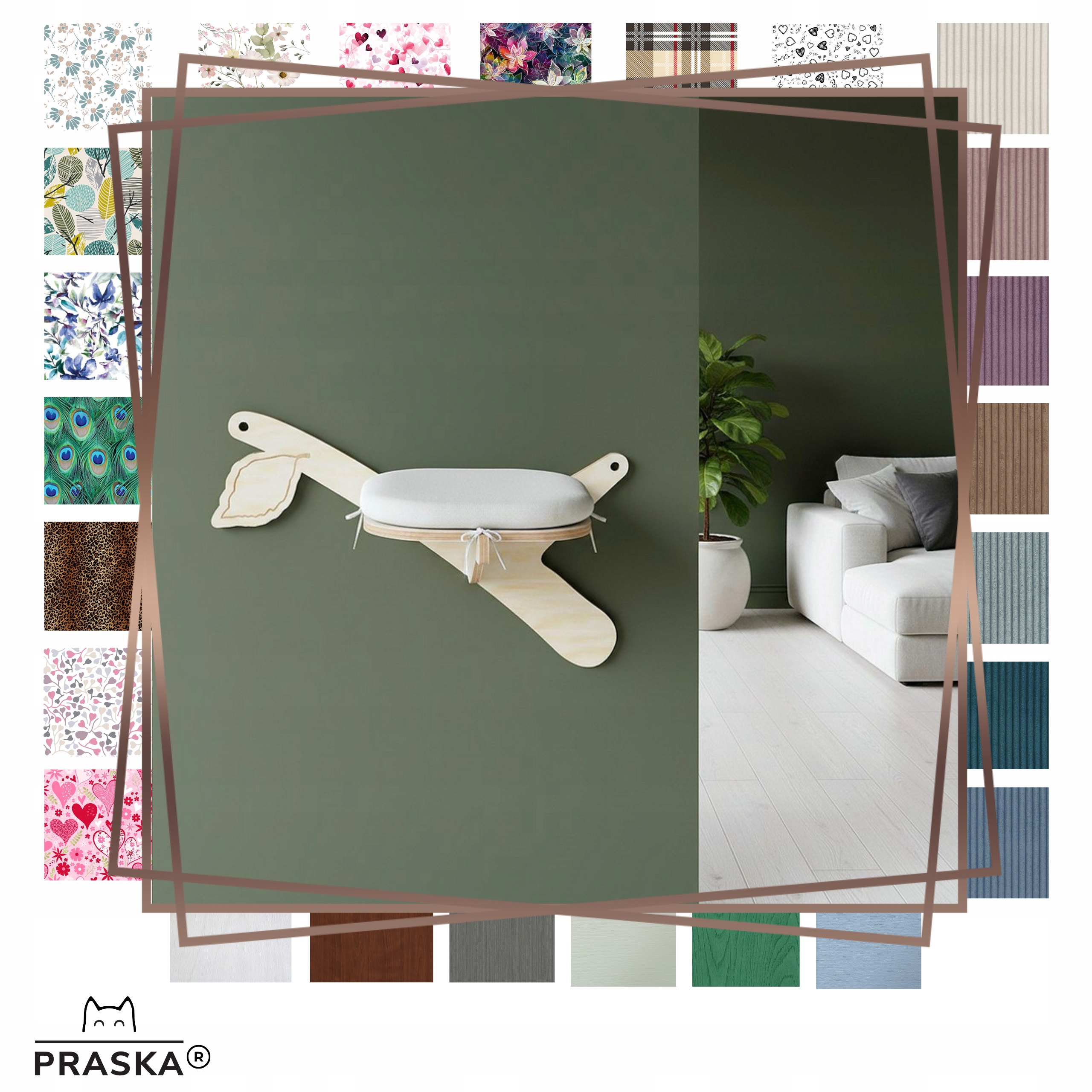 Levně Praska Police na zeď pro kočky Větev C pro kotěstradu 70x40 překližka Barva