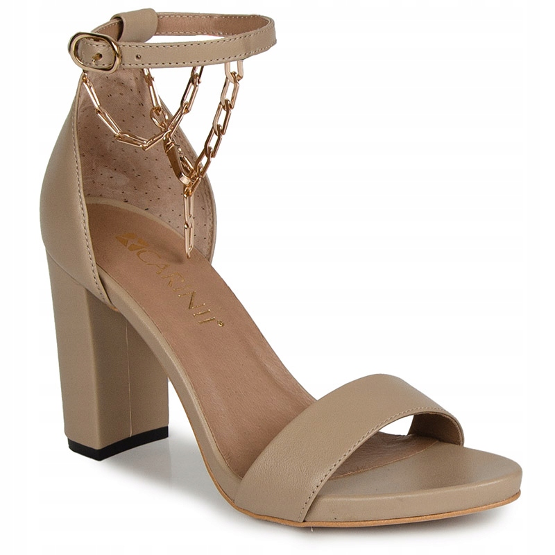 Carinii B8629 Sandály Sloupek Kůže Lico Béžová 39