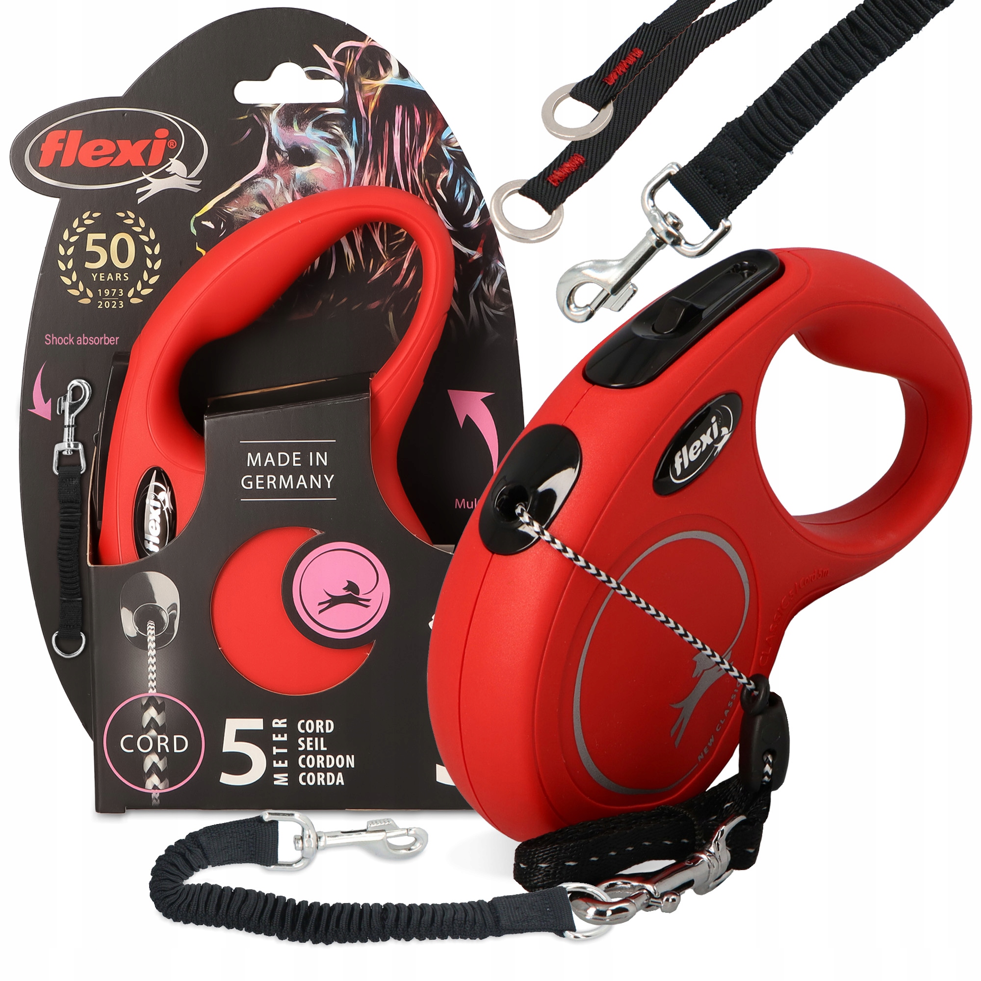 Levně Vodítko Automatické Psa 5m Lanko Svinovací Tlumič pro vodítko Trénink 21cm