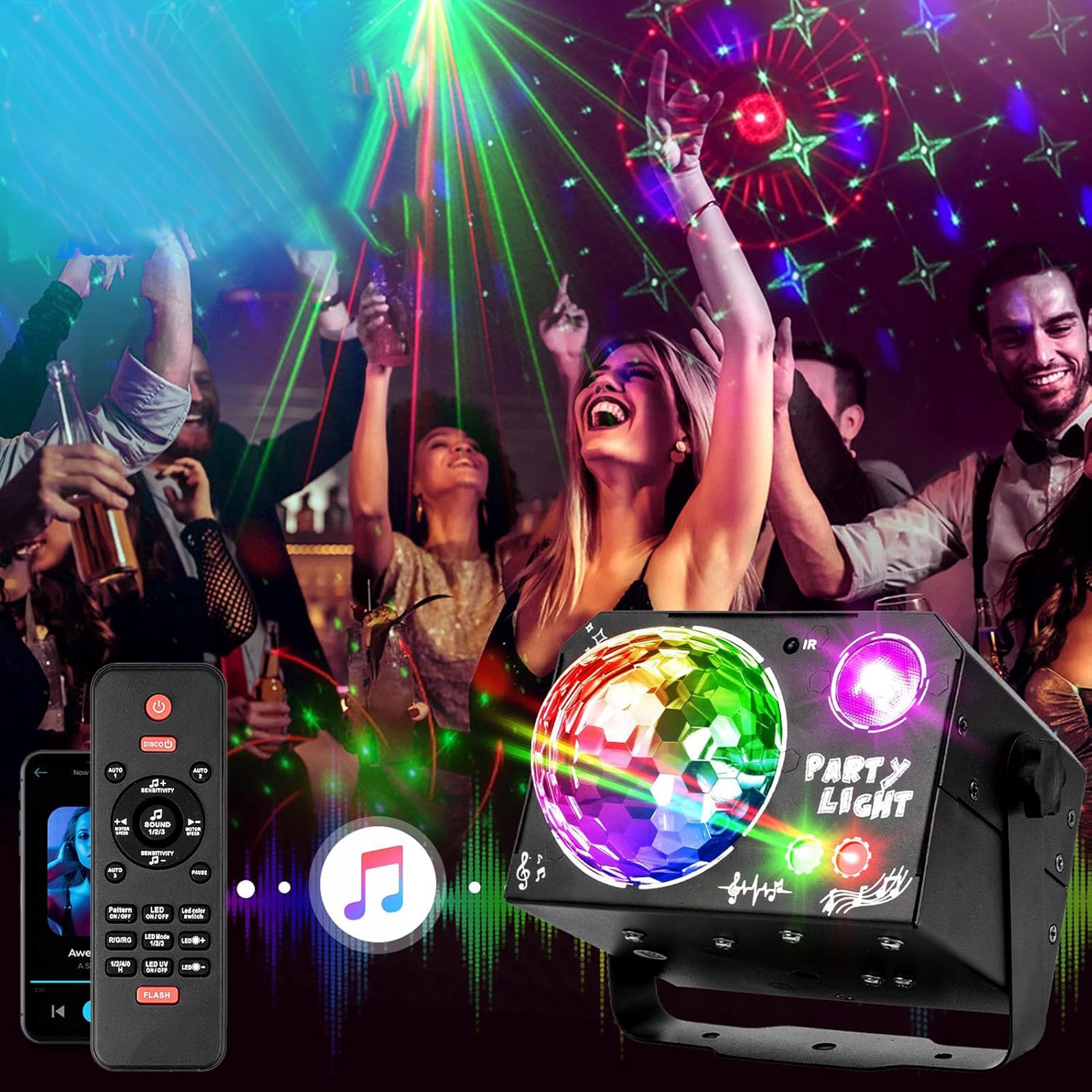 Led Světelný Efekt Disco Osvětlení Na Párty Laserová Koule Rgb Dálkové Ovládání