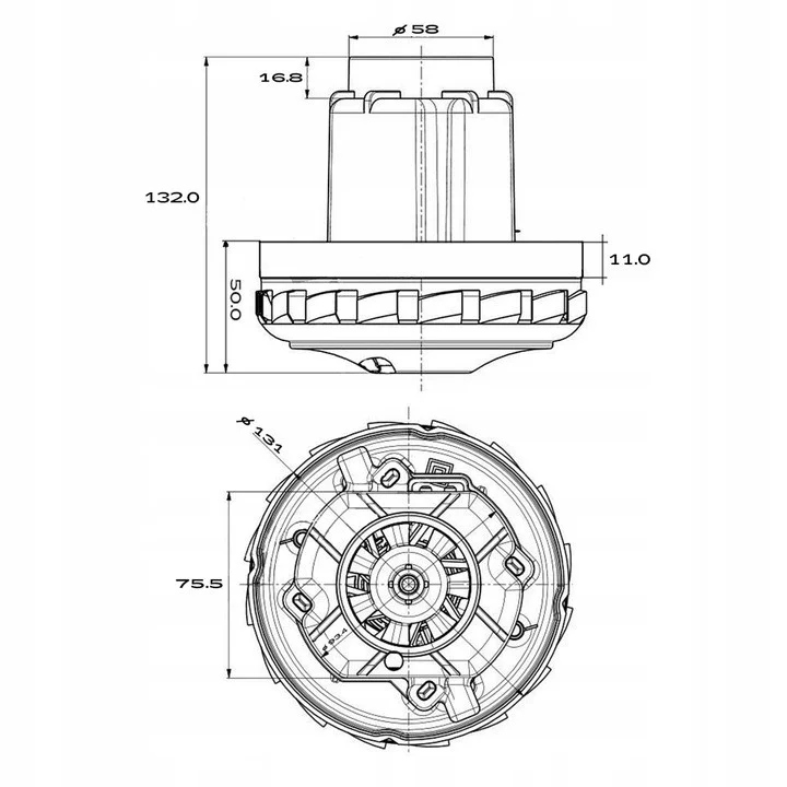 silnik turbina do odkurzacza BOSCH GAS 35 GAS 55 Kod producenta 467.3.601-4 / 6.490-245.0