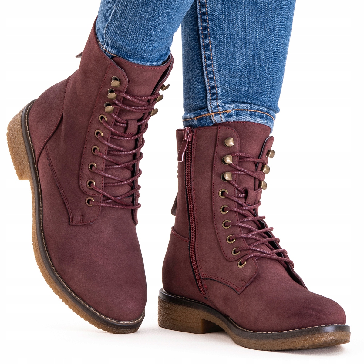 Kotníkové Boty na podpatku boty Pohodlné přechodové Zip ženské lehké Wojtyłko