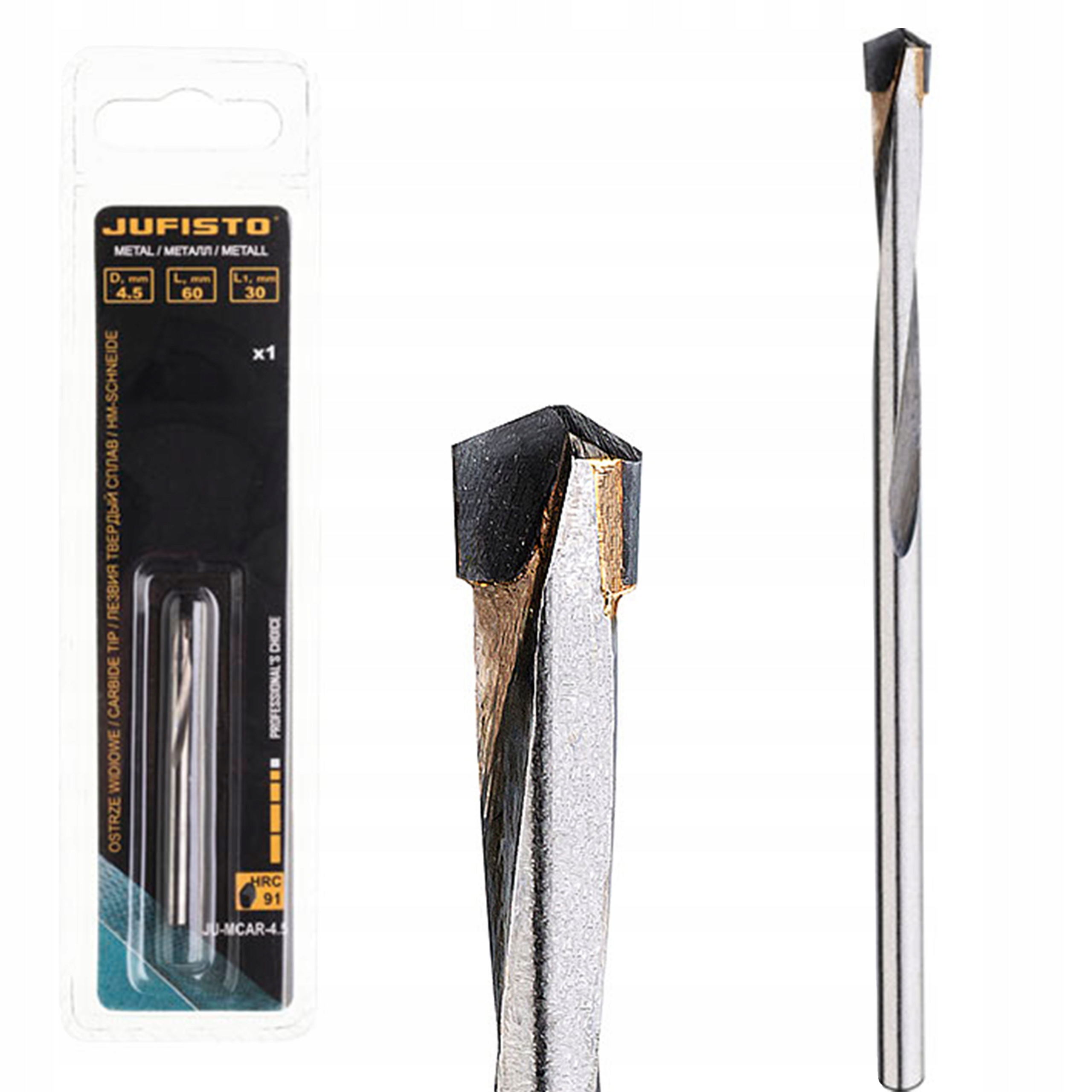 

Wiertło Metalu 4,5 mm Węglik Spiekany Twarda Stal