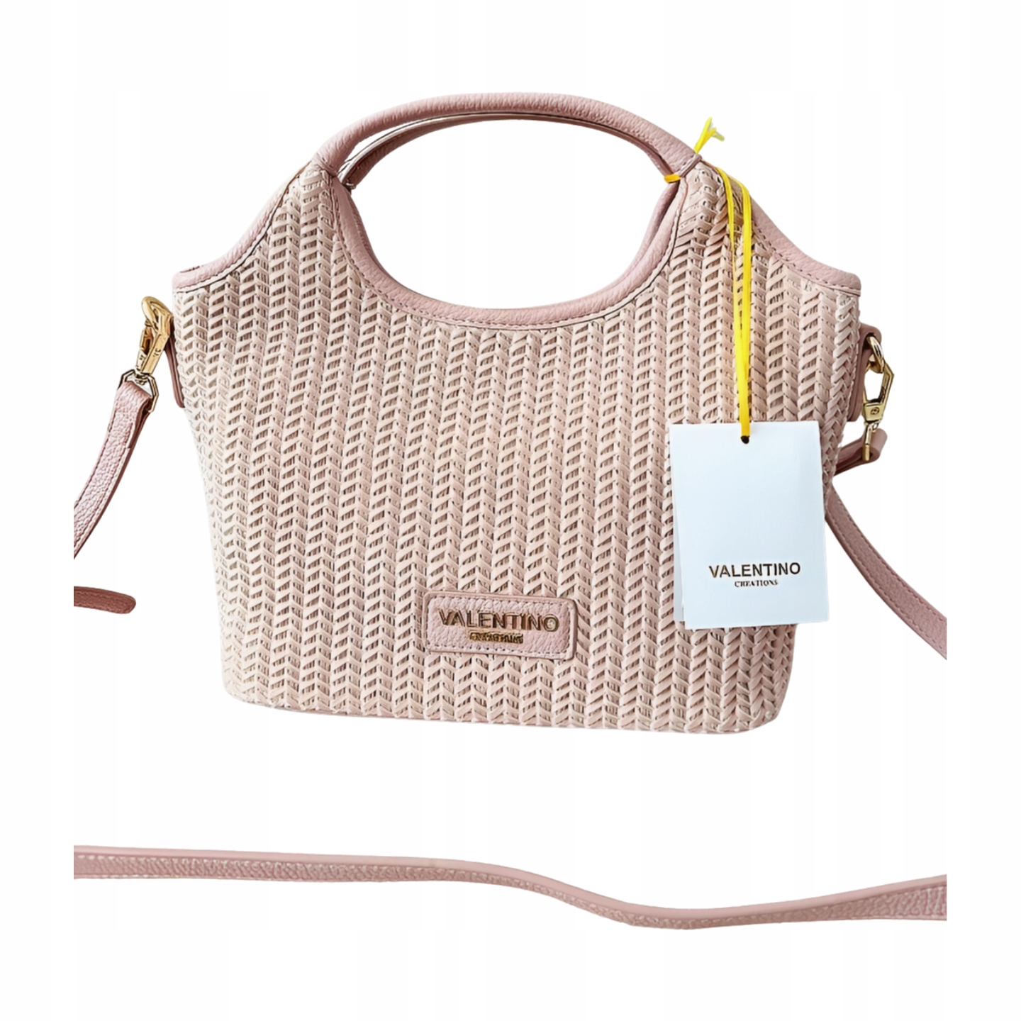 Kabelka mini shopper růžová pletená