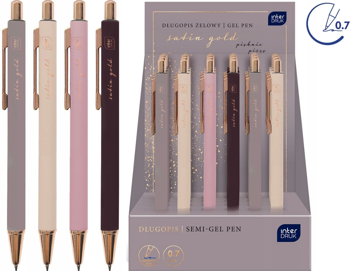 INTERDRUK DŁUGOPIS AUTOMATYCZNY ŻELOWY SATIN GOLD WZÓR 1 BEŻ Marka Interdruk