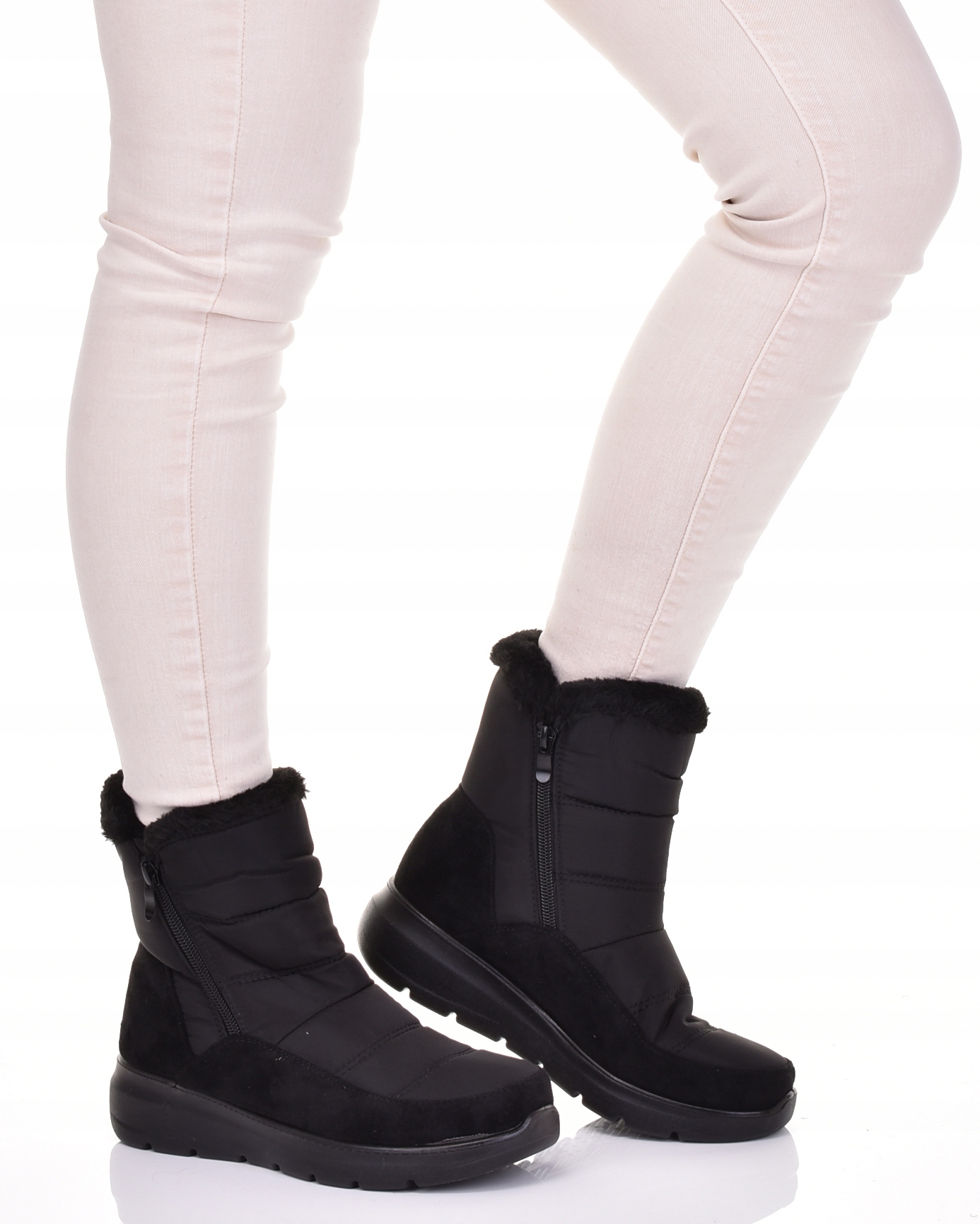 WYGODNE ŚNIEGOWCE NA ZAMEK OCIEPLANE DAMSKIE BUTY ZIMOWE CZARNE Rozmiar 40