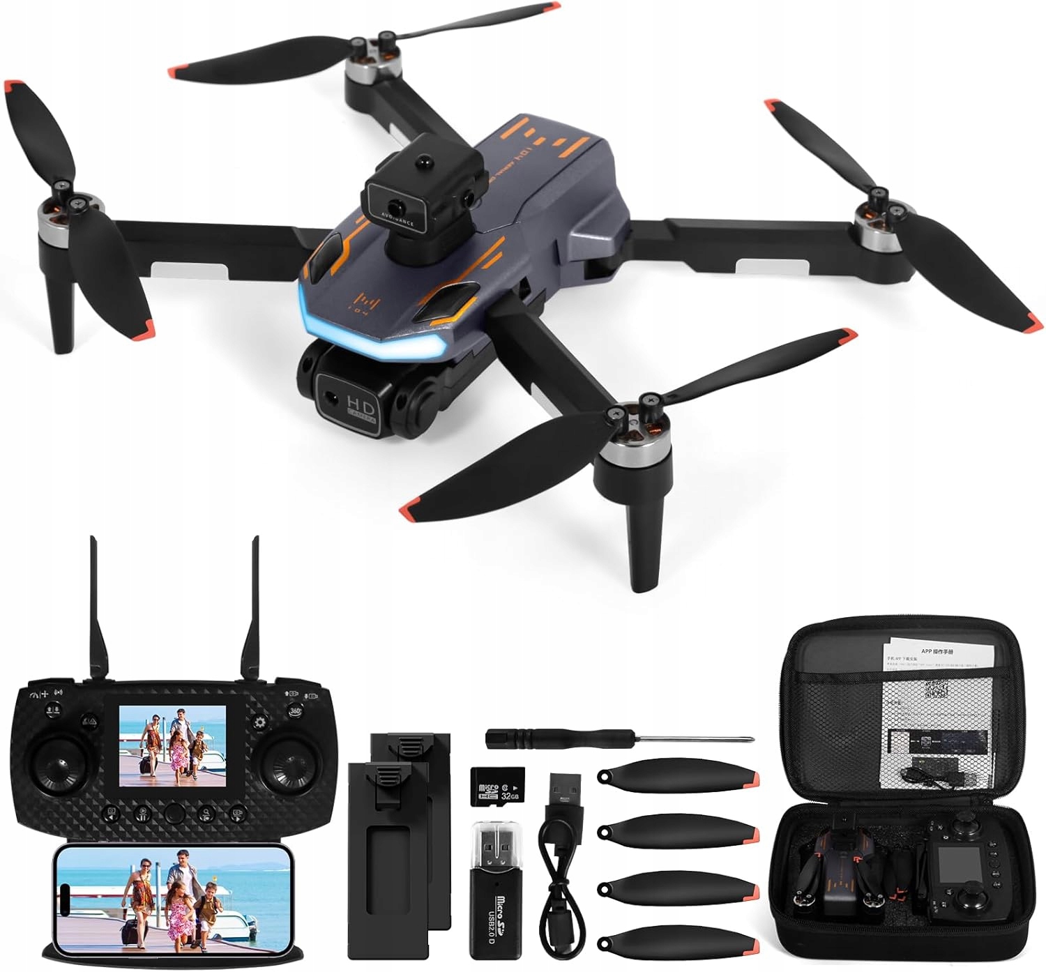 DRON Z KAMERĄ FPV LED SKŁADANY HEADLESS 3D FLIP