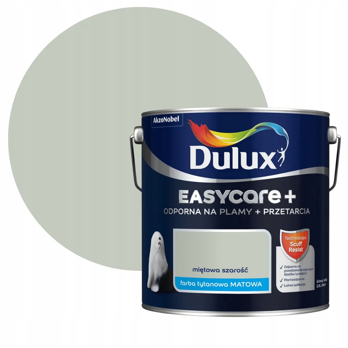 Dulux EasyCare Plus Farba Odporna Na Szorowanie Miętowa Szarość 2,5L