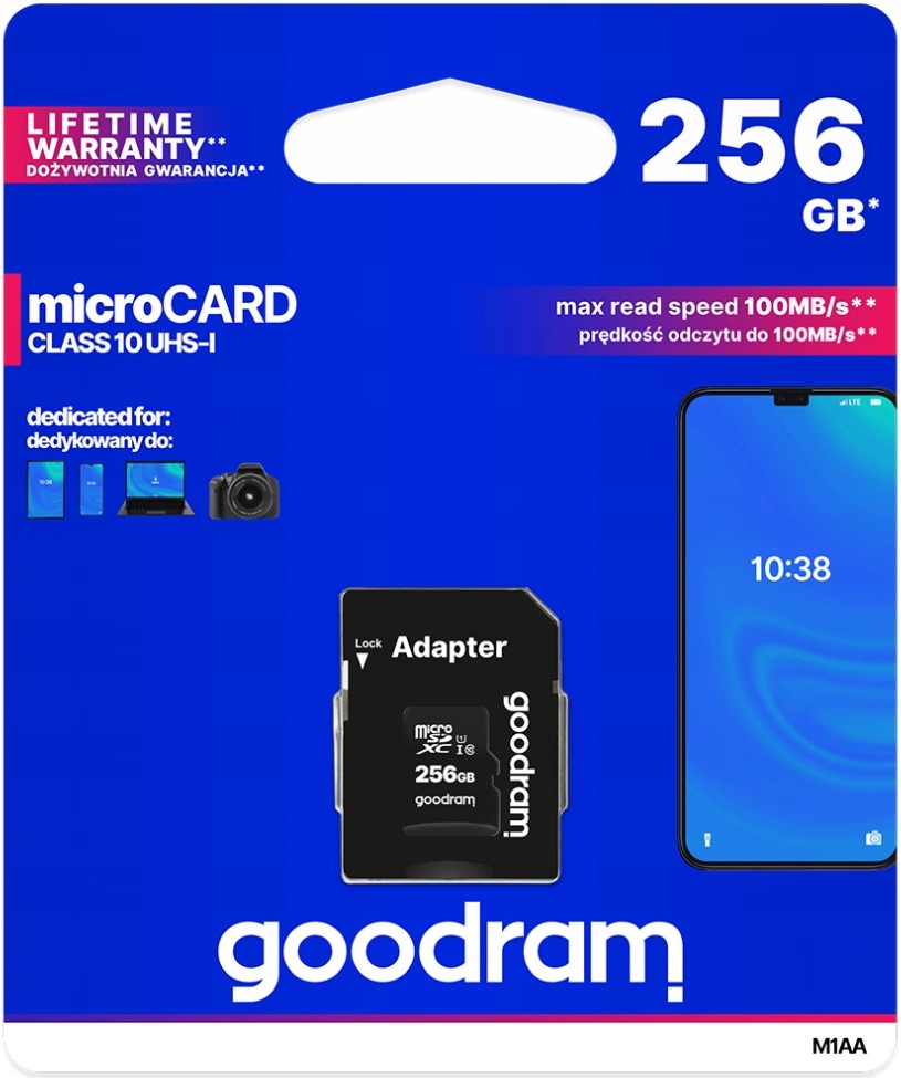 Karta pamięci microSD Goodram M1AA 256GB UHS I + Adapter