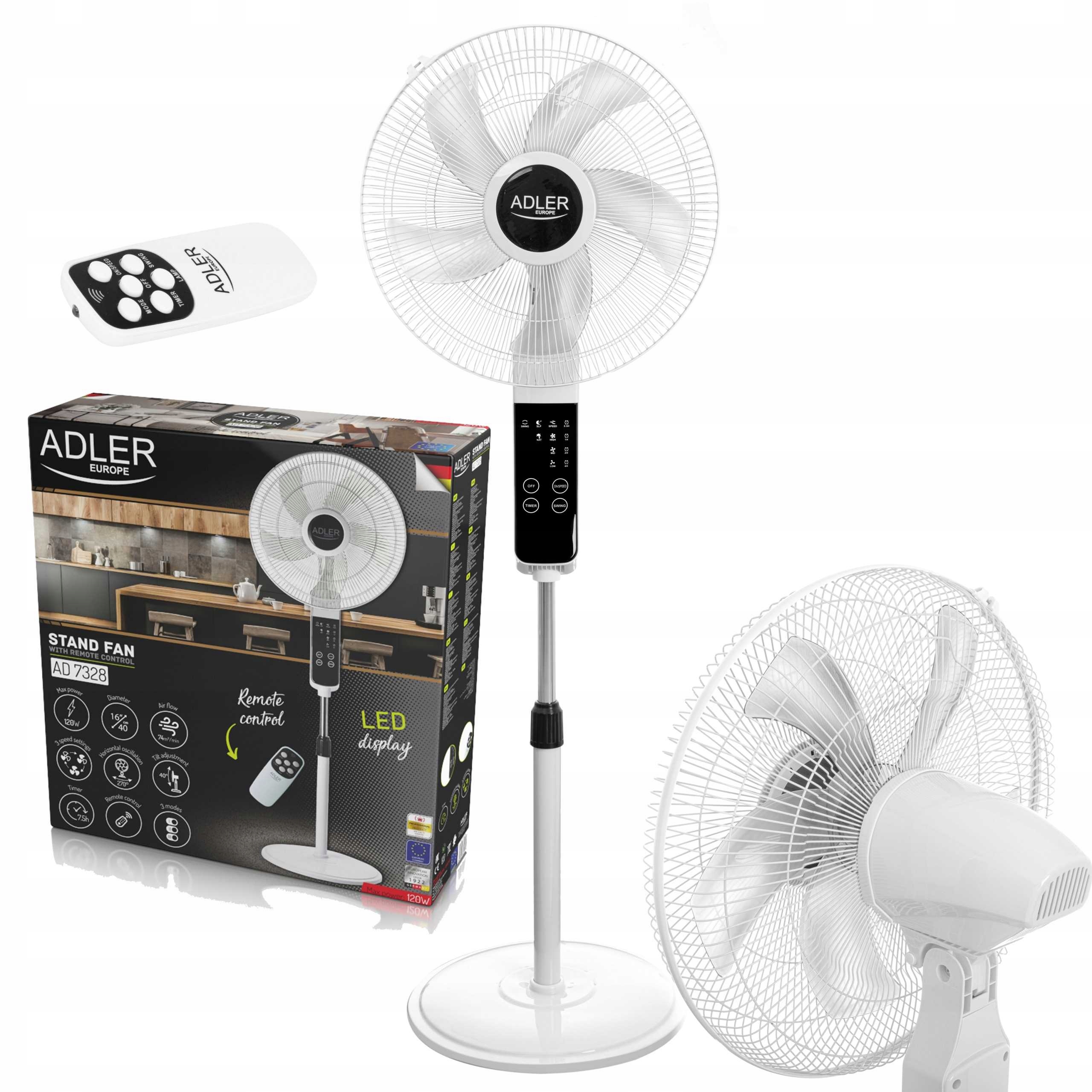 Wentylator Stojący 40cm LED Z Pilotem ADLER AD 7328