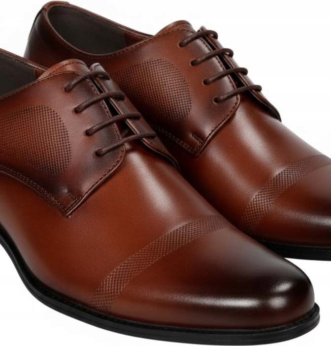 Buty Męskie Półbuty Wiązane Wizytowe Skóra Wesela Komunie