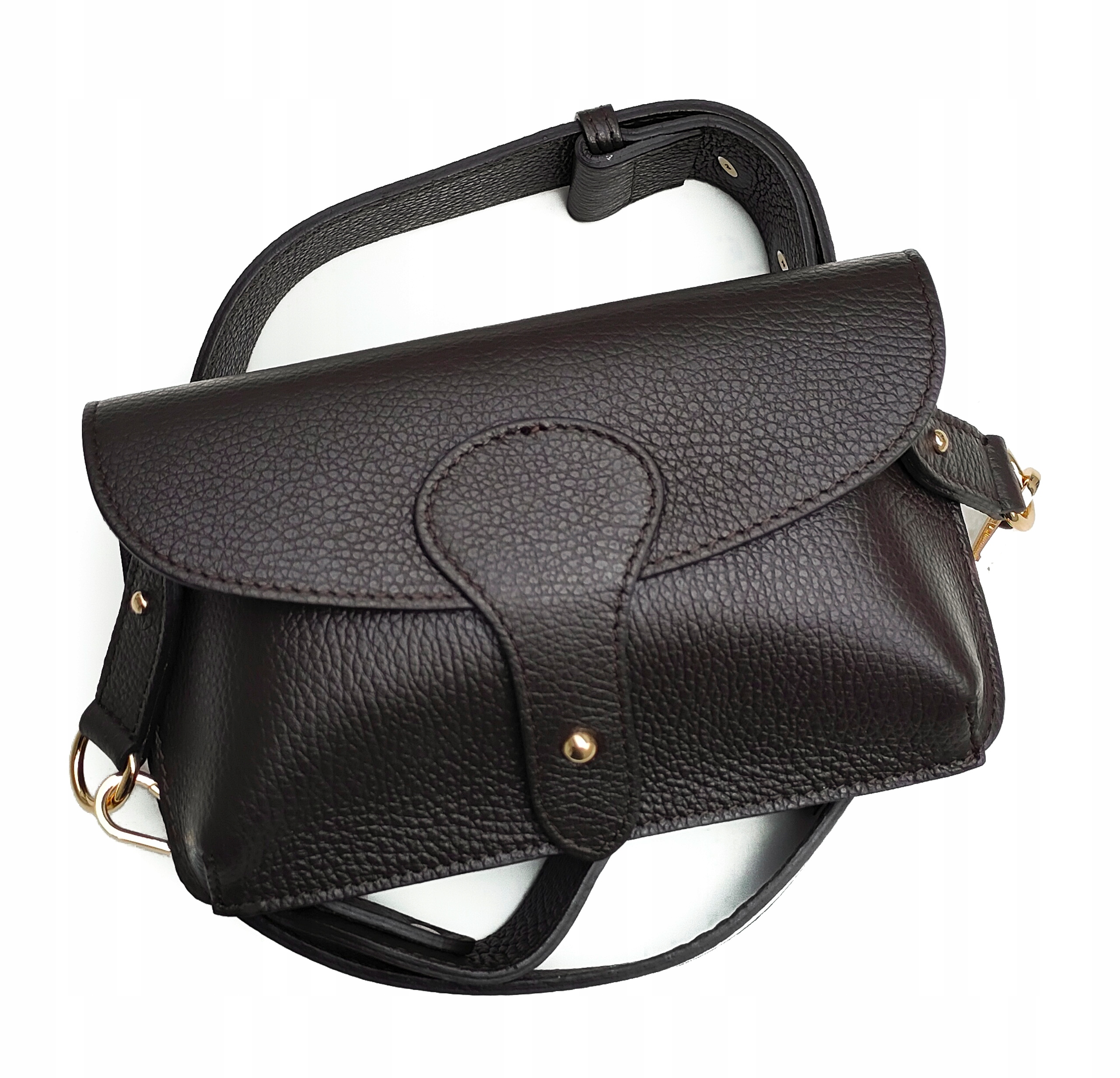 Kabelka Přes Rameno kabelka z přírodní kůže, hnědá, tmavá čokoláda