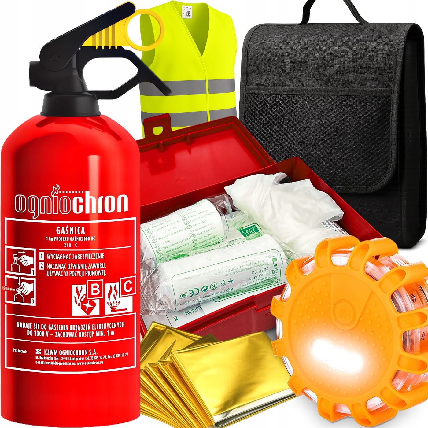 Hasicí Přístroj 1 Kg Lékárnička První Pomoci Deka Nrc Výstražná Flara Taška