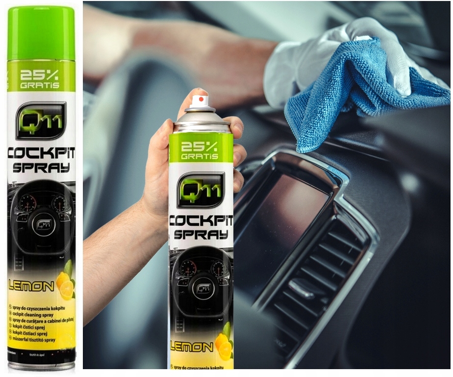 Spray do czyszczenia kokpitu plastiku Plak do samochodu Q11 750ml Lemon