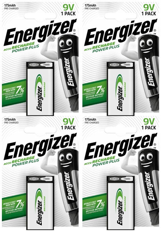 4X Akumulátor Energizer 6F22 9V Ni-mh 175MAH 8,4V Nabíjecí Pro Senzory