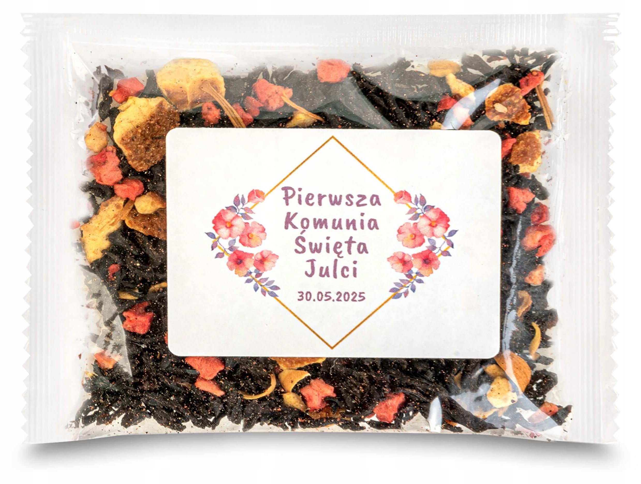 Podziękowania dla GOŚCI KOMUNIA chrzest baby shower SASZETKI Z HERBATĄ