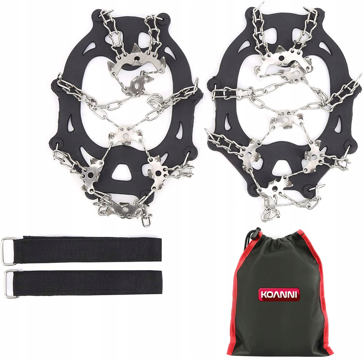 MOCNE RACZKI rozm. M 36-40 NAKŁADKI NA BUTY KOLCE ŁAŃCUCHY - 19 ZĘBÓW - Kolor dominujący czarny