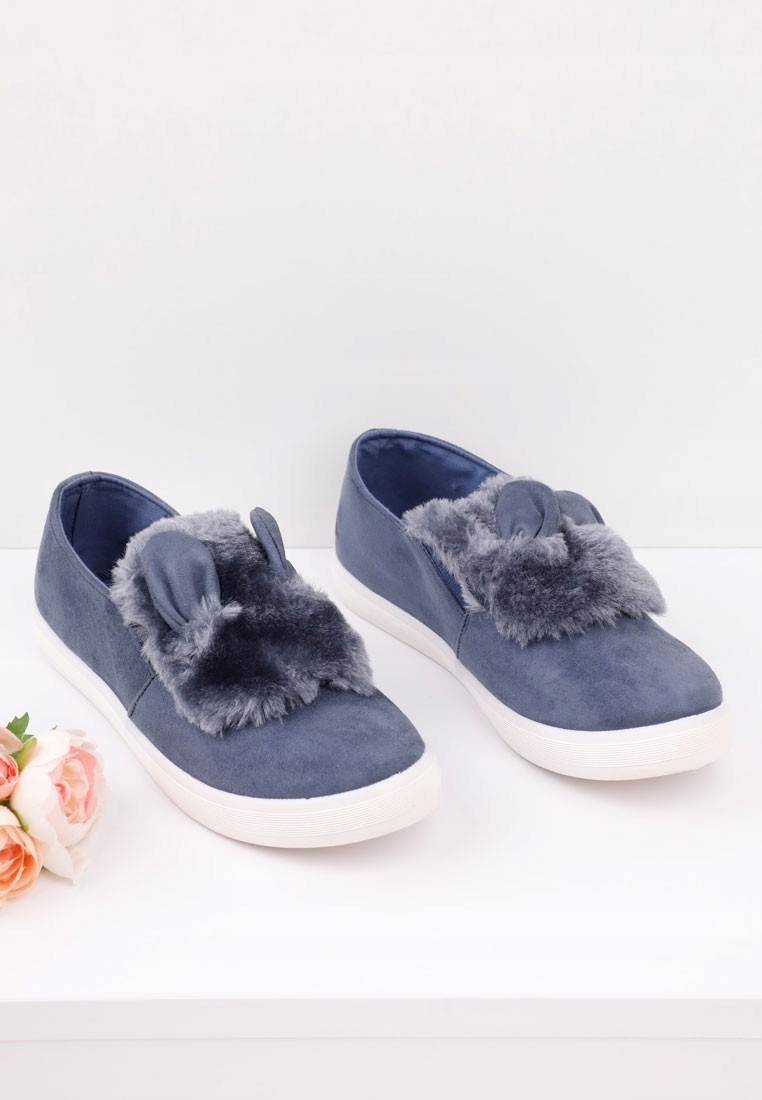 Slip on niebieskie 3 Ewald 38 Niebieski Wzór dominujący bez wzoru