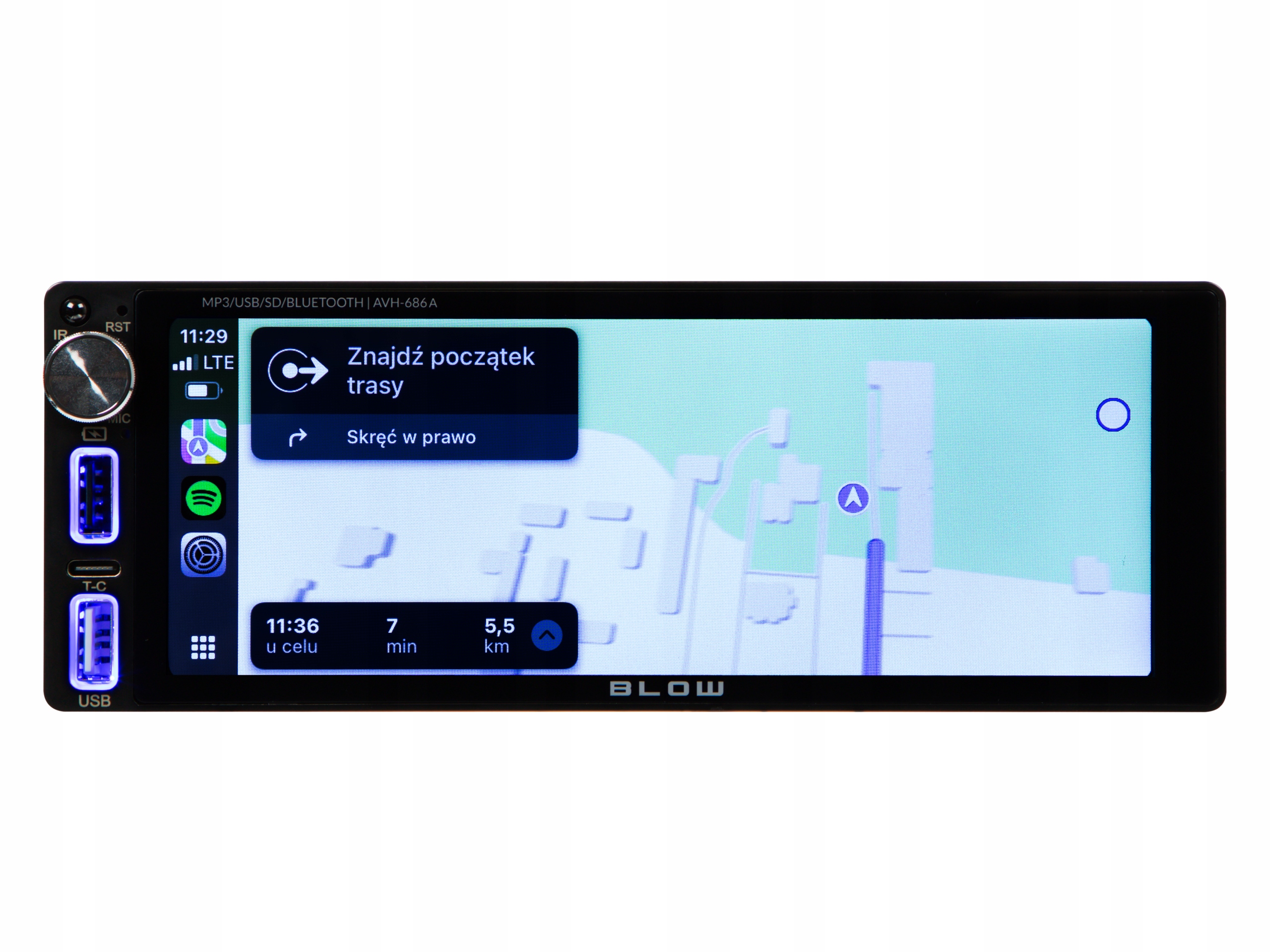 RADIO SAMOCHODOWE 1DIN DOTYKOWE 7 CALI USB-C BLUETOOTH CARPLAY ANDROID AUTO Model AVH686A
