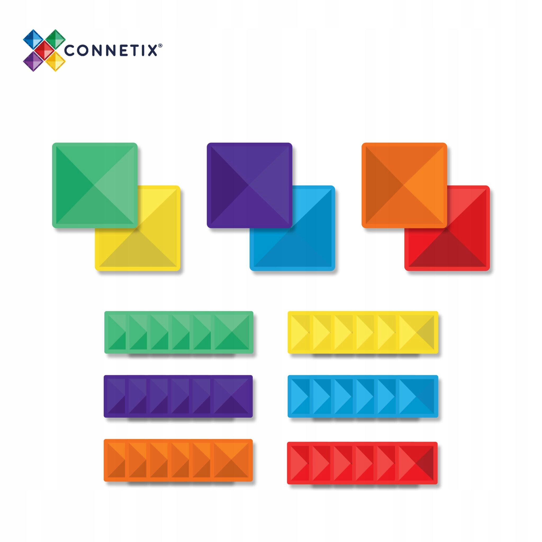 klocki magnetyczne Rainbow Square Pack 42 Connetix kwadraty