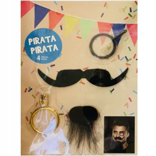 

zestaw Wąsy I Broda czarna kolczyk Pirata elegant