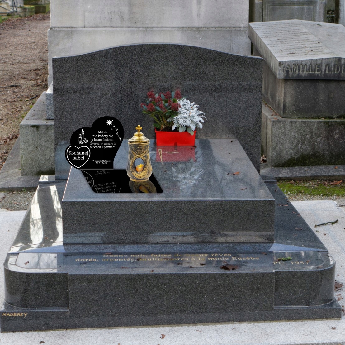 Znicz na GRÓB Cmentarz NAGROBNA Podstawka POD ZNICZ Personalizowana AKRYL Stan opakowania oryginalne