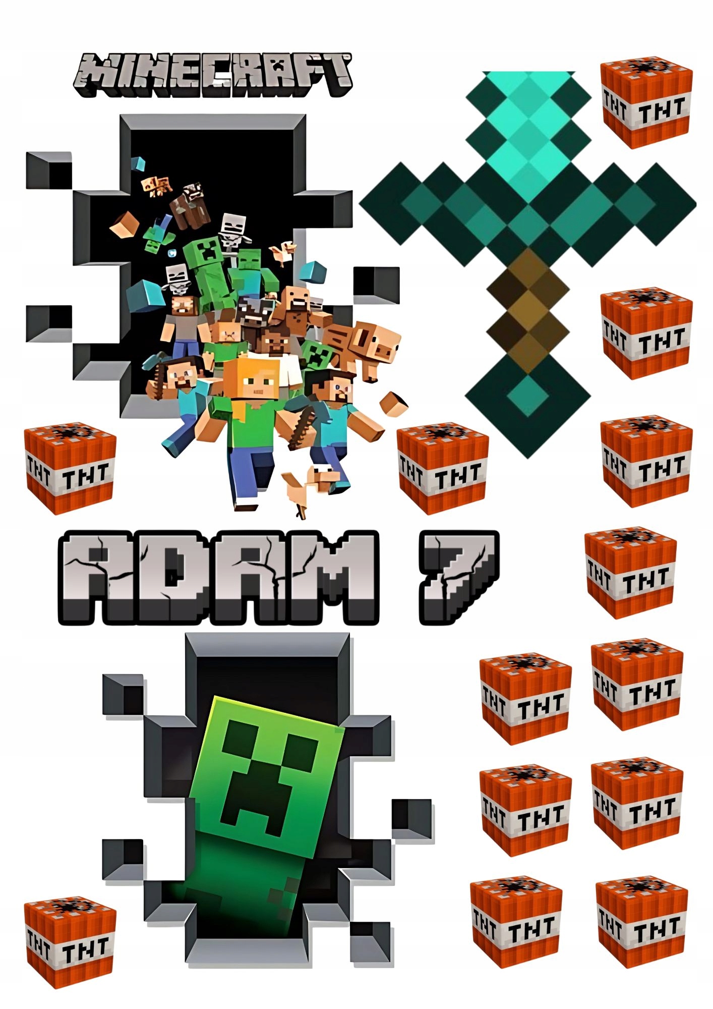 Wydruk na masie cukrowej Minecraft imię