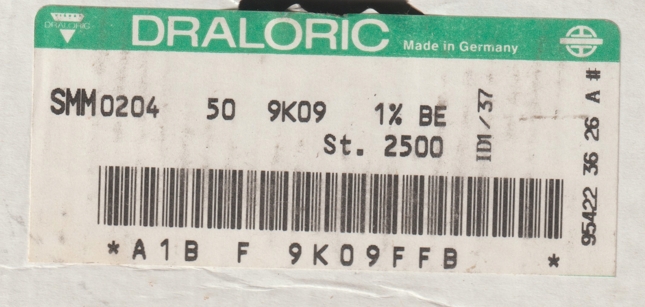 [100szt] 9K09 1% 50ppm rezystor Smd minimelf SMM0204 Draloric low noise