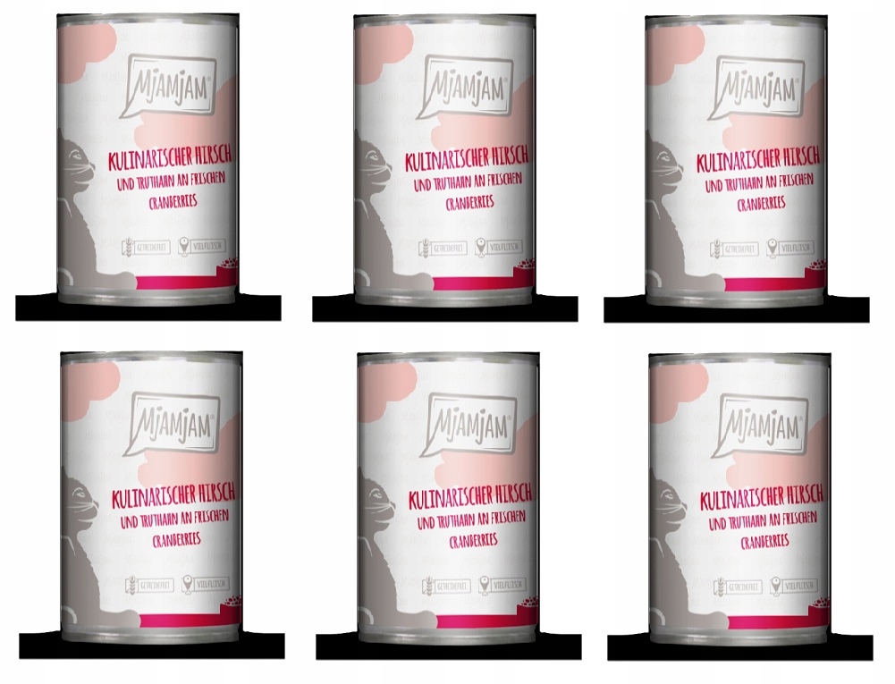 Levně Mjamjam Jelen s krůtím masem a brusinkami 6 x 400 g