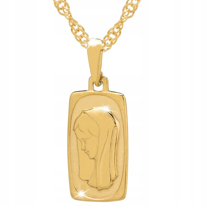 ZŁOTY ŁAŃCUSZEK KOMUNIJNY MEDALIK MATKA BOSKA 925 Kolekcja Na Komunię Komunijny Chrzest Grawer