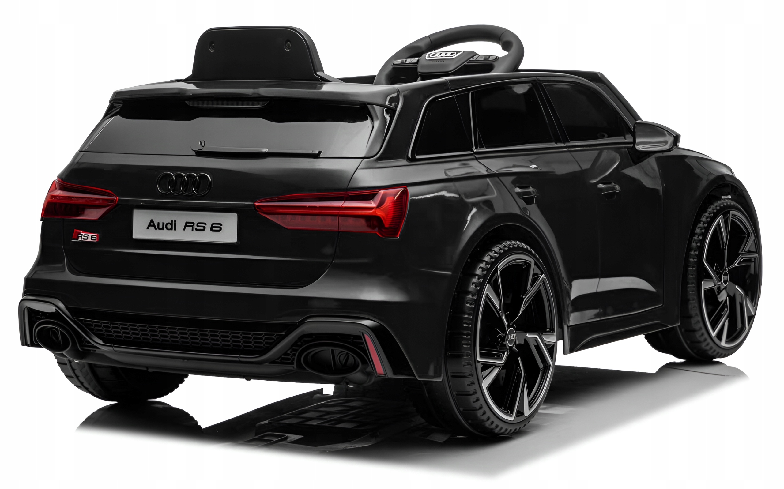 Auto akumulator 4x4 100W skóra pilot EVA samochód dzieci AUDI RS6 czarny