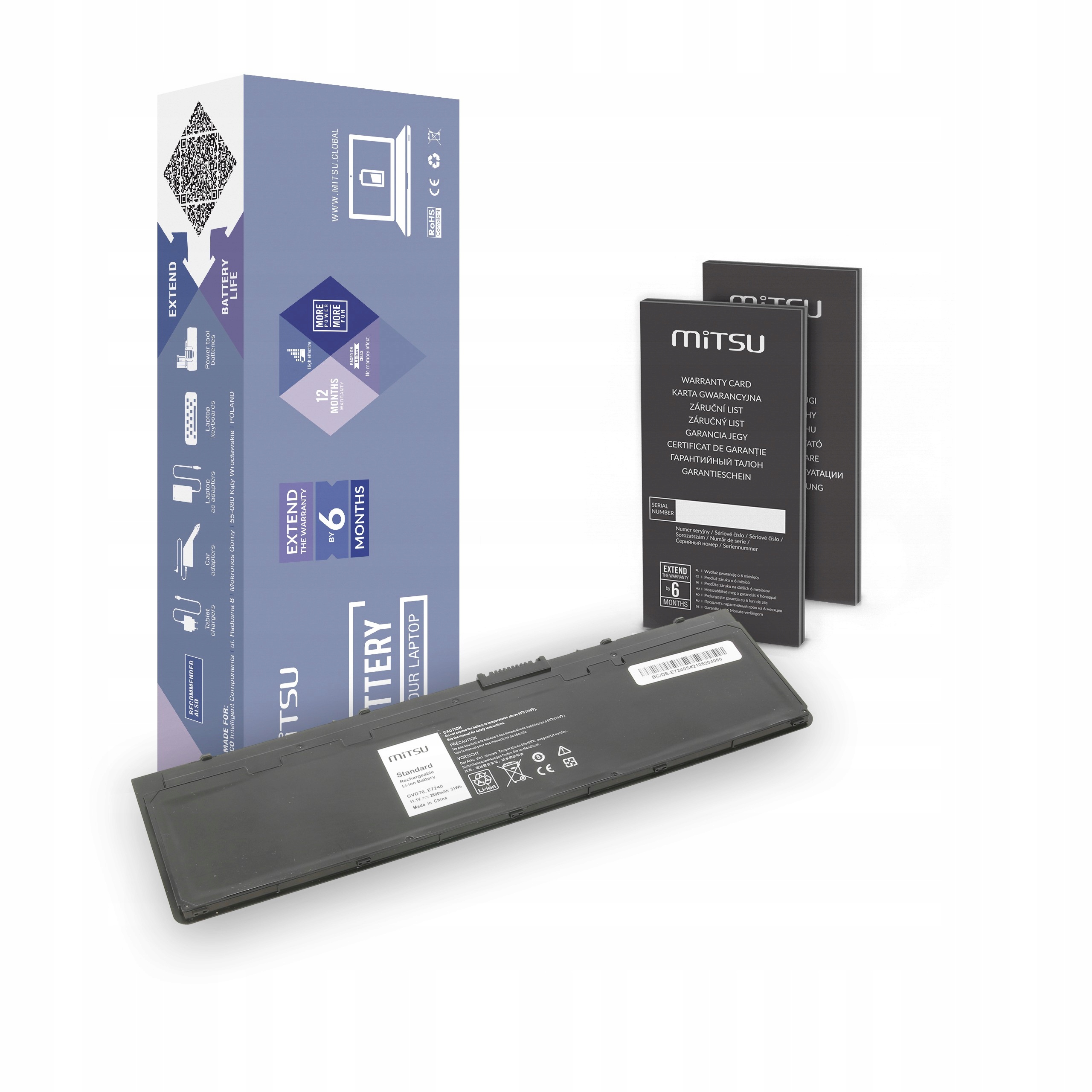 Baterie Mitsu pro Dell Latitude E7240, E7250 11.1V (2700mAh)