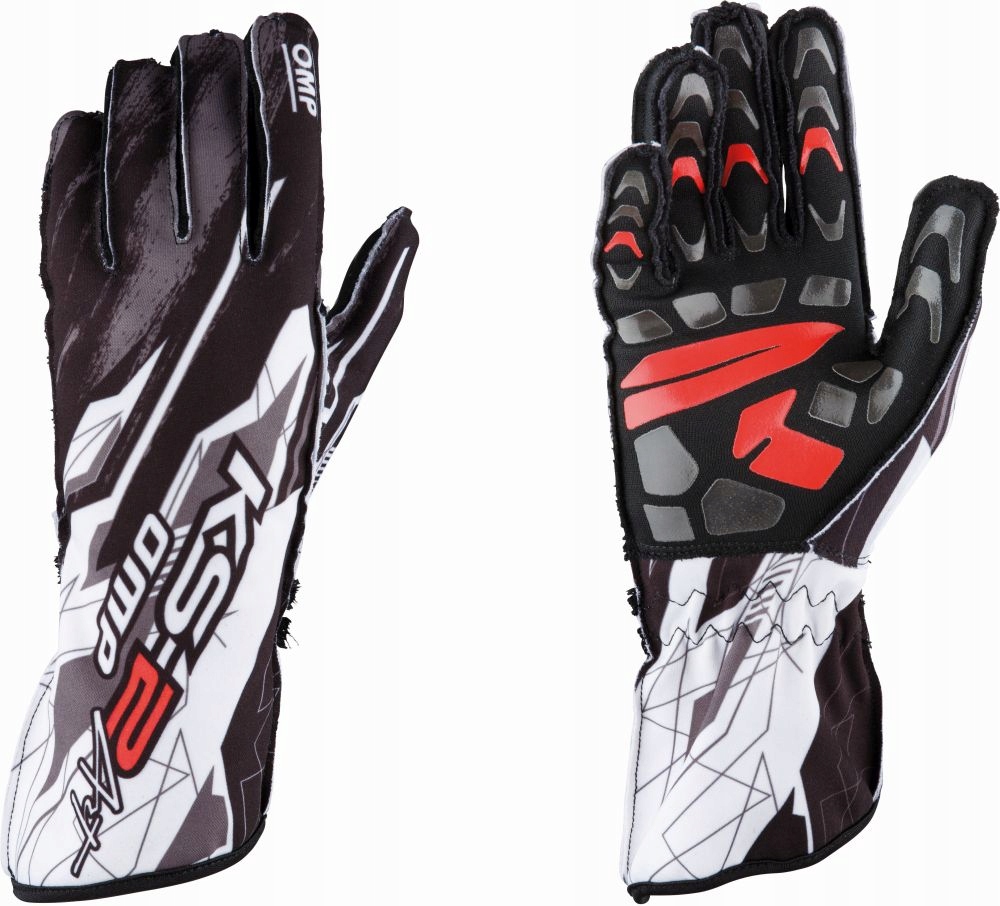 Rękawice OMP KS-2 ART, kartingowe, białe, r. M