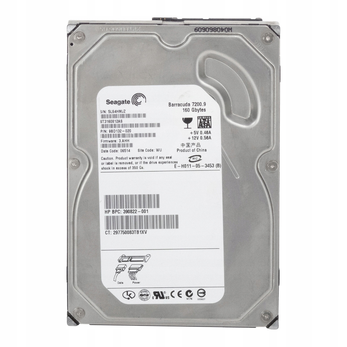 Hp 390822-001 160GB 7.2K 8MB Sata II 3.5'' ST3160812AS