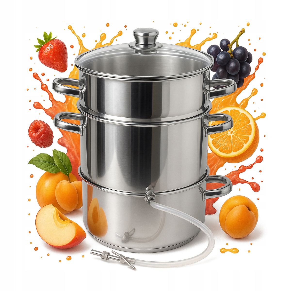 Parní odšťavňovač 8 l Z Nerezové Oceli pro ovoce Hrnec na přípravu šťávy