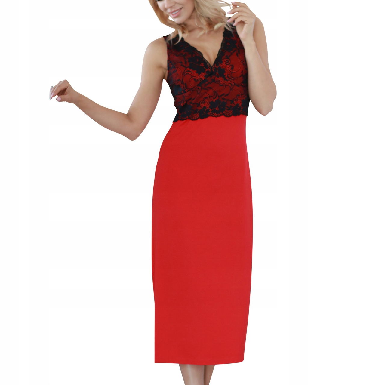 Sexy Tričko Noční Halka Panay S Červená Dlouhá s krajkou Pyžamo Noční