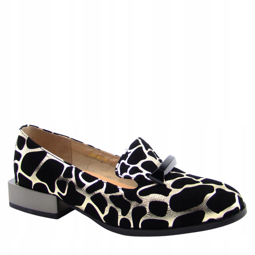 Dámské kožené mokasíny D&a LZ51-505 černo-zlaté, vel. 38