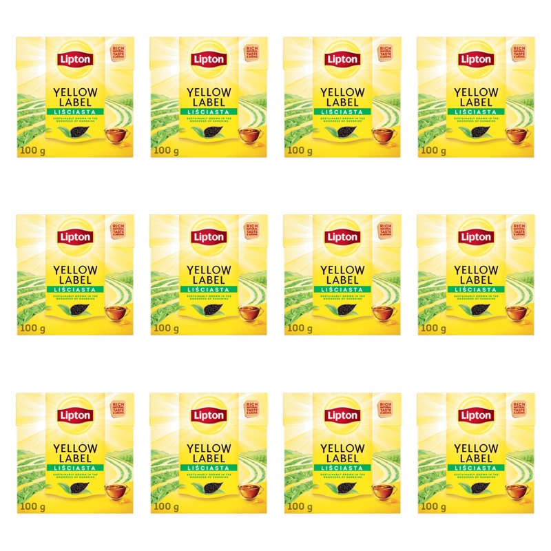 Lipton Yellow Label Herbata Czarna Liściasta 100 G X12