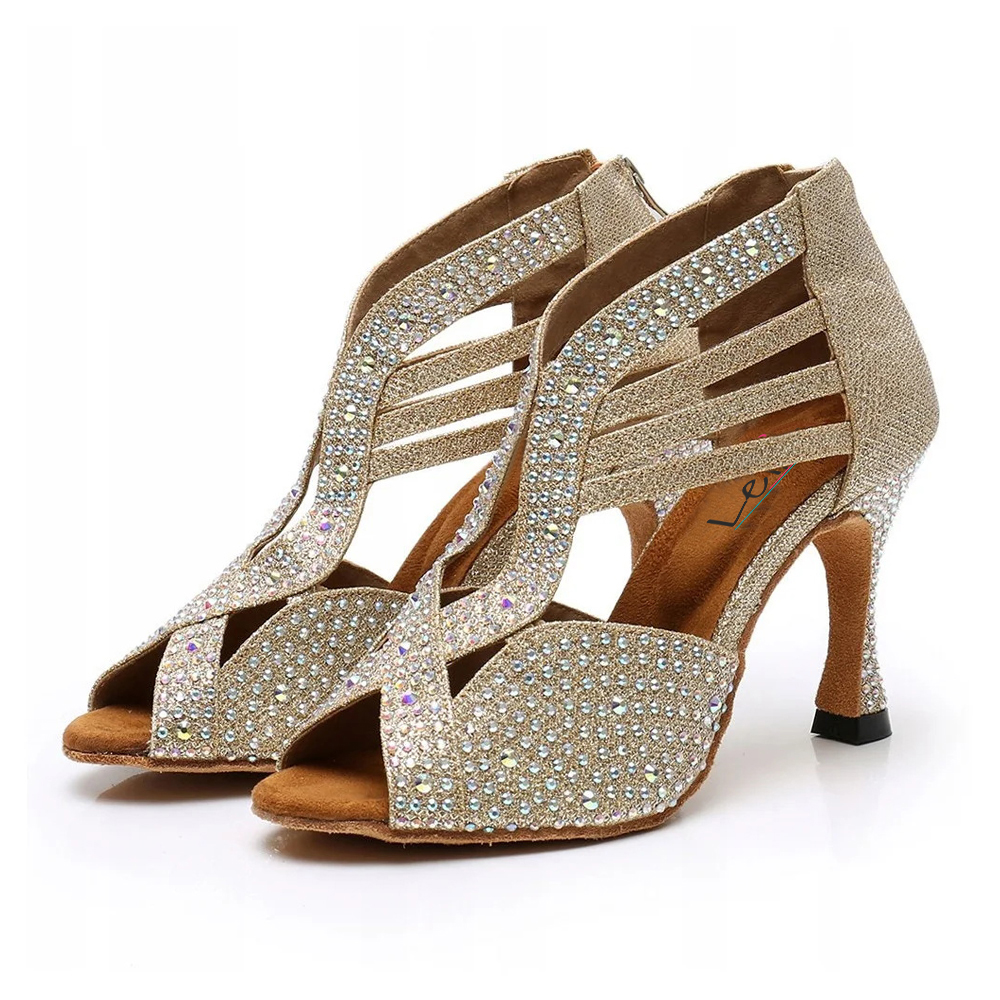 Taneční Boty Šampaňské Zdobené 9 Cm