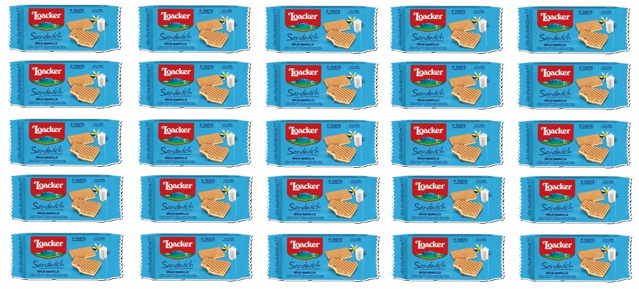 Levně 25 x 25 g Loacker Sandwich Oplatek mléčně-vanilkový Karton