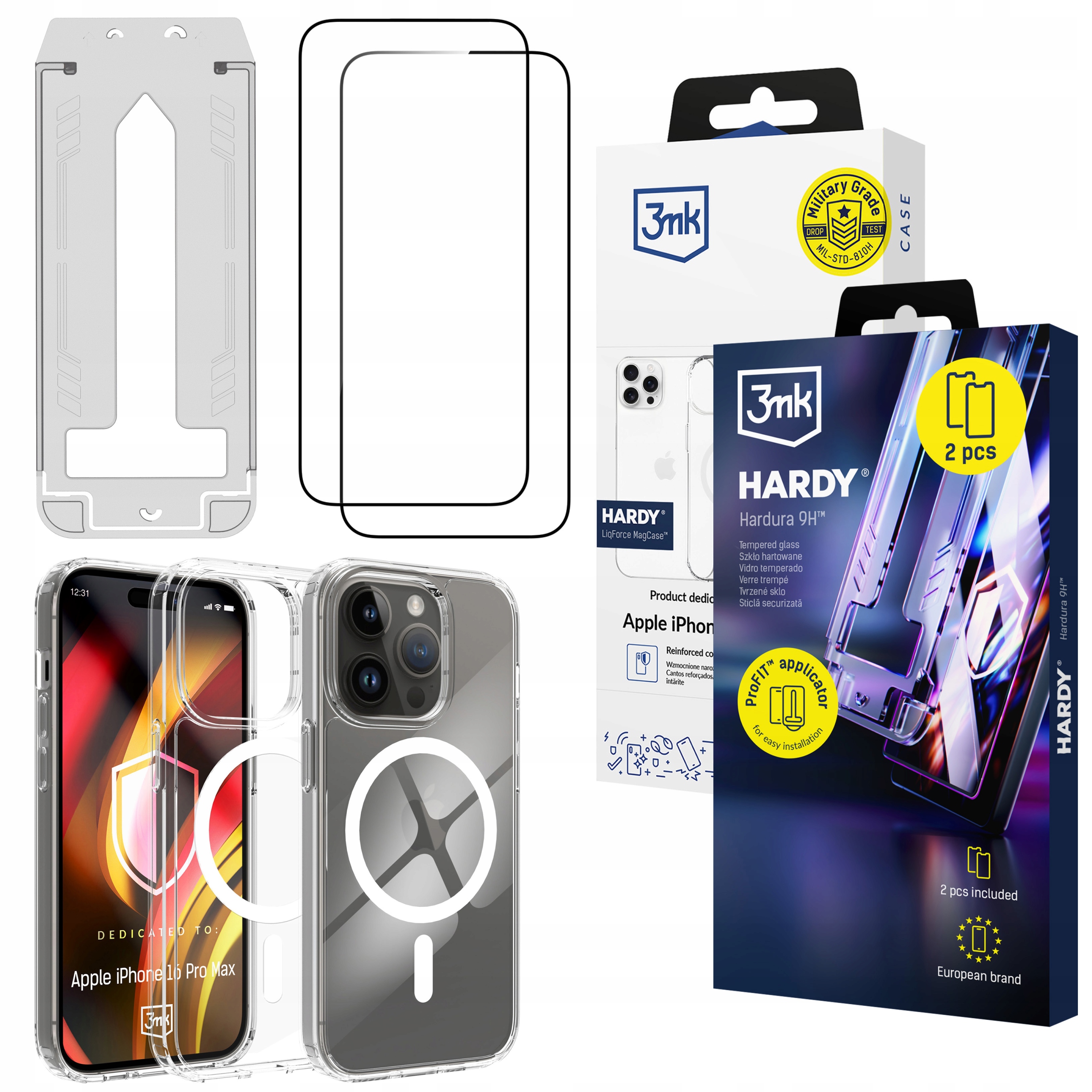 2x Szkło hartowane 9H pancerne etui case 3mk na Apple iPhone 16 Pro Max