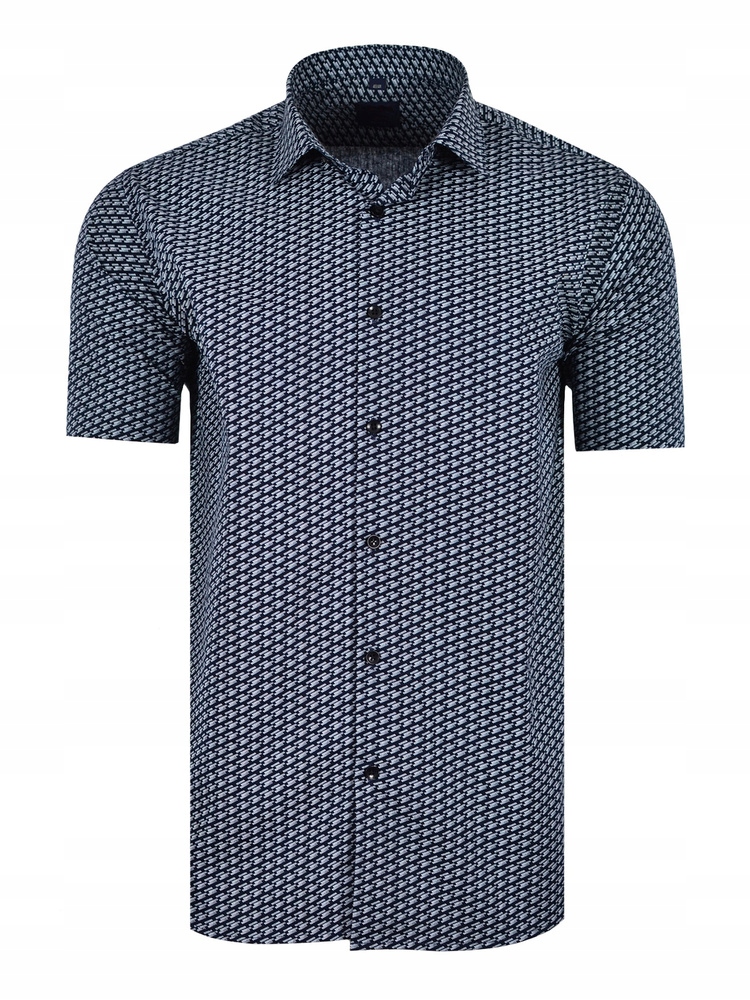 Košile Vzor Černá Krátký Rukáv Velký 49/50