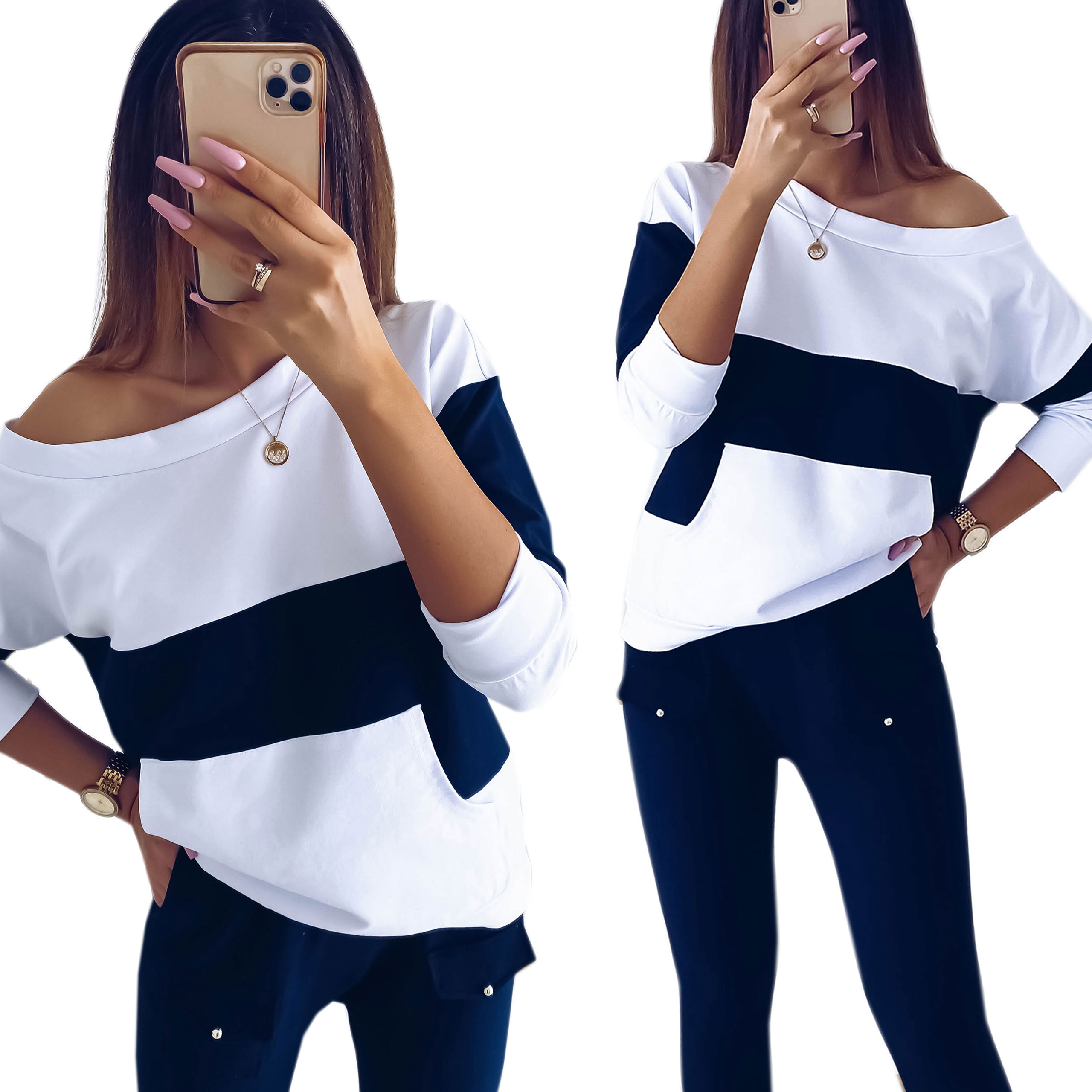 

Komplet Dres Modny Pasy Ozdobne Kieszonki