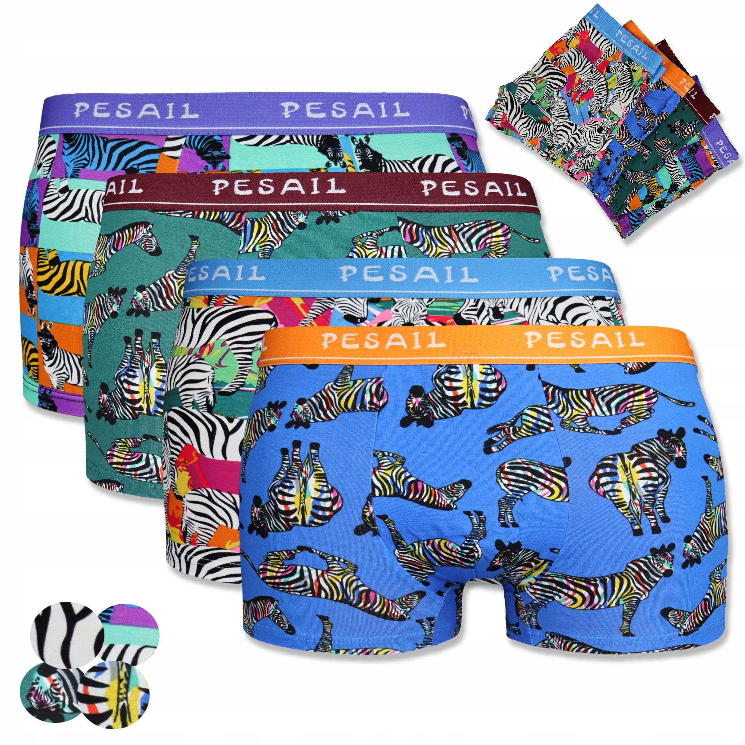 

( 4X ) Bokserki Męskie Kolorowe Bawełniane Premium