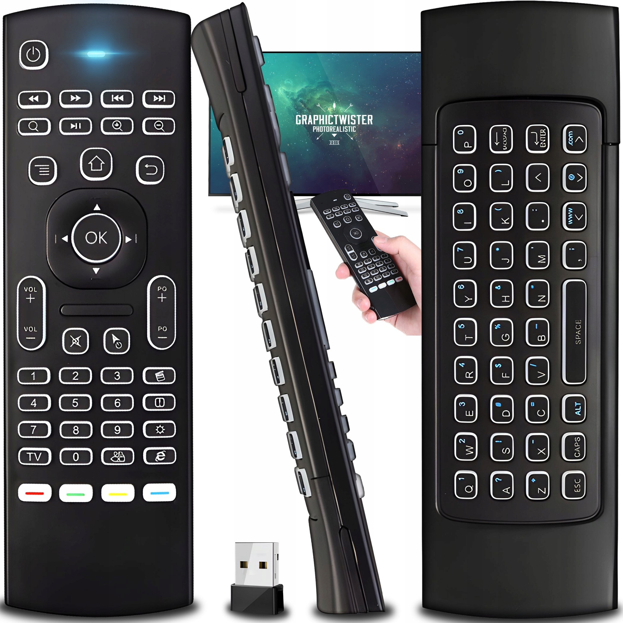 Pilot Klawiatura Myszka 3w1 Do Telewizora Smart Tv Usb MX3 Bezprzewodowy