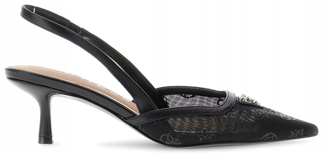 Černé Logované Lodičky Bez Podpatku Slingback Síťovina Pro Ženy Guess 40